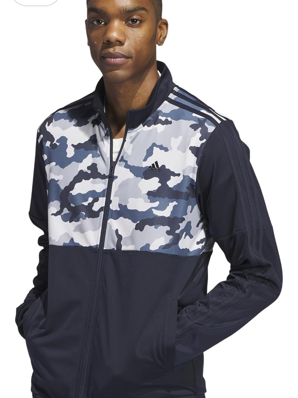 NWT adidas Men’s Navy & Gray Camo Lightweight Track Jacket size M